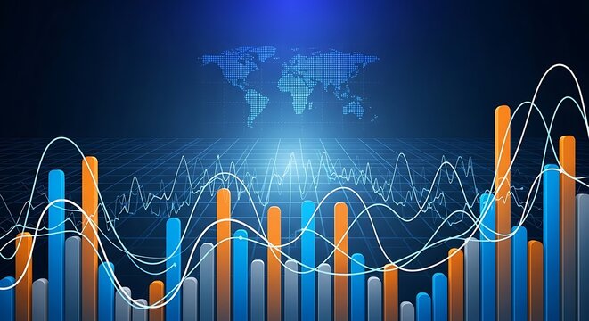 Global Financial Growth: Bar Chart and World Map