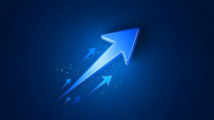 Blue arrow rising up growth chart concept for business success and achievement goal