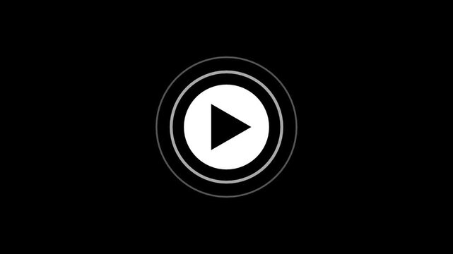 Animation of video and music play button icon a black background.