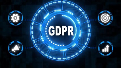 GDPR Personal data protection regulation cyber security. Business, Technology, Internet and network concept. 4k video - Powered by Adobe
