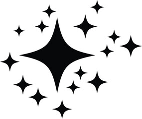 sparkle star icon set.  Collection of bright fireworks. modern Retro futuristic icons. spark glitter symbol. magic party light. . Star shine twinkle glow.
