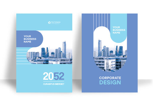 Business Report Cover Template &ndash;  Blue Geometric Layout (A4)	
