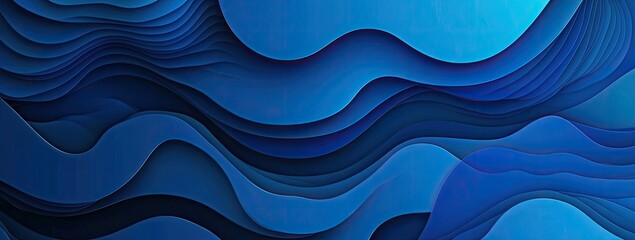 Fototapeta premium Abstract blue layered waves with varying shades and depths creating a three-dimensional effect