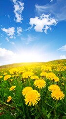 Obraz premium Sunny dandelion field (1)