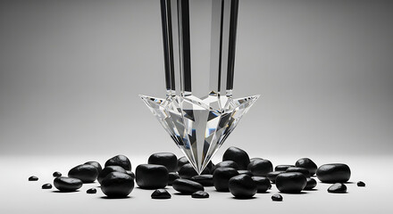 Ai generated image of diamond and coal, representing transformation and value under pressure