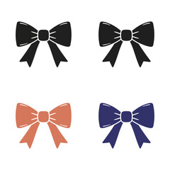 Four Bow Icons vector illustration in Black Orange and Blue on a White Background