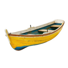 Yellow and blue rowboat, weathered