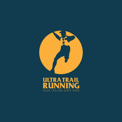 Ultra Trail running logo vector illustration on white background