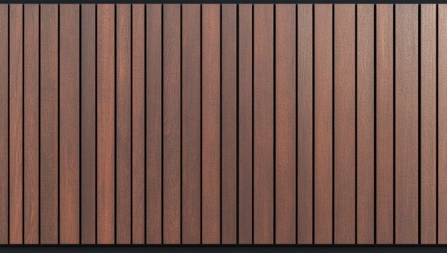 Rich brown vertical wood planks with thin black separators, creating a textured, seamless panel effect - Powered by Adobe