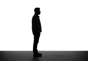Silhouette of a man standing in profile view