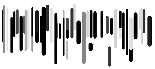 Abstract grayscale pattern of vertical, varying-height rounded rectangles, suggesting a sound wave or data visualization