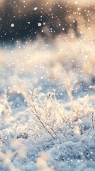 Winter landscape with snow covered plants