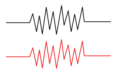 Red heartbeat line collection with heart symbol, cardiology, medical pulse, ECG, EKG design, healthcare clipart vector illustration, health monitoring, digital heartbeat. Stock-Vector in eps 10.