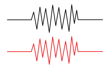 Red heartbeat line collection with heart symbol, cardiology, medical pulse, ECG, EKG design, healthcare clipart vector illustration, health monitoring, digital heartbeat. Stock-Vector in eps 10.