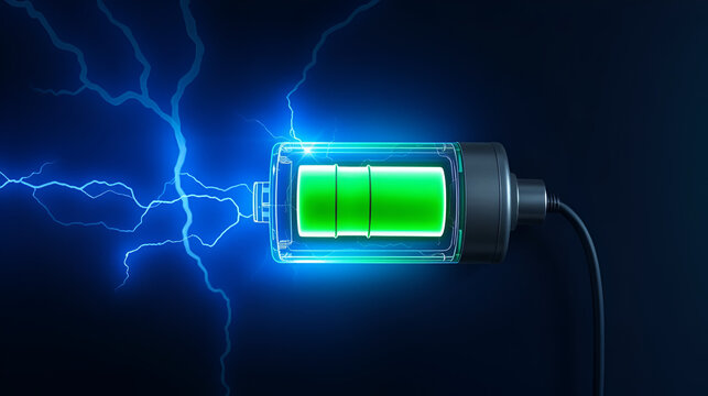 battery starts to recharge electricity, the concept of fast charging technology - Powered by Adobe