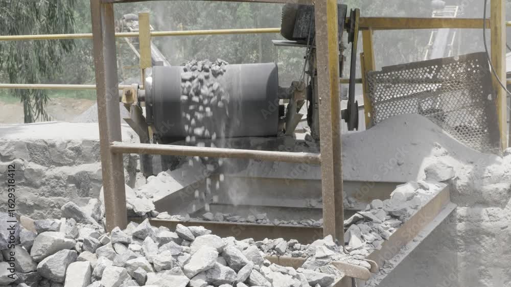 Poster rock crusher machine in action - efficient stone crushing process