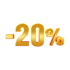 -20% – Realistic 3D 20 Percent Discount PNG