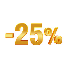 -25% – Gold 25 Percent Off Sale Icon