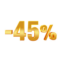 -45% – 3D Glossy Gold 45% Off Tag