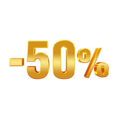 -50% – Bold Gold 3D Fifty Percent Discount