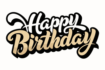 Bold Cursive Happy Birthday Text with Shadow Effect

