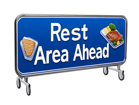 Rest area ahead signage for travelers roadside location informative graphic outdoor setting direct view navigation concept