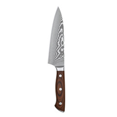 Damascus steel chef's knife with wood handle