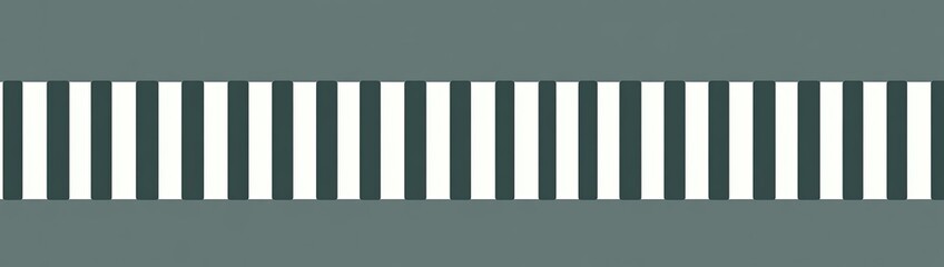 A long, horizontal band of alternating dark-grey and white vertical stripes on a muted teal background