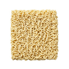 Block of uncooked instant ramen noodles