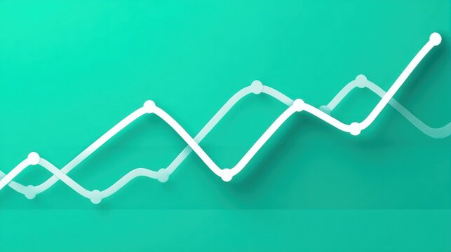 Stock Market Chart with Upward Trend on Teal Background, Financial Growth