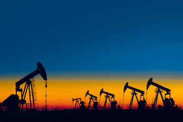 oil pump jack, Oil pumpjacks in sunset , a pumpjack at an oil drilling site at sunset.
