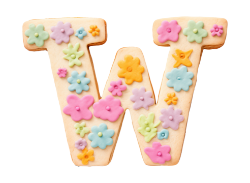 Letter W png cookie art alphabet, transparent background - Powered by Adobe