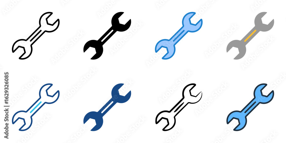 Poster wrench icon set multiple style collection