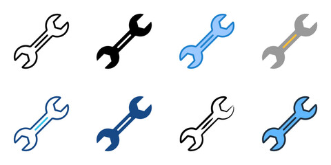 Wrench icon set multiple style collection 
