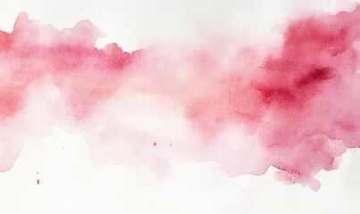 Abstract watercolor wash in varying shades of pink and red on a white background, showcasing a horizontal blend of light and dark tones with subtle splatters