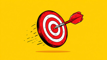 Dart Hitting Target – Flat Vector Illustration