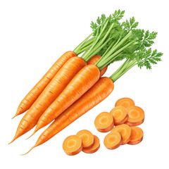 Fresh carrots isolated on transparent background