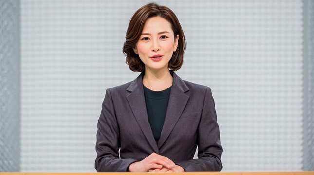 News reader from a Japanese TV. Broadcast
