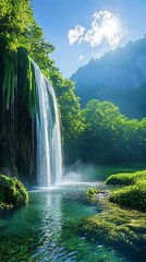 Green Jungle Waterfall High Resolution Picture