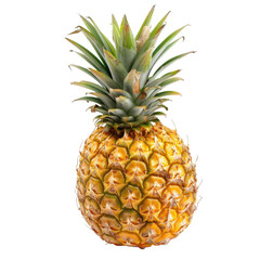 Fototapeta premium Fresh pineapple, bright yellow, green crown