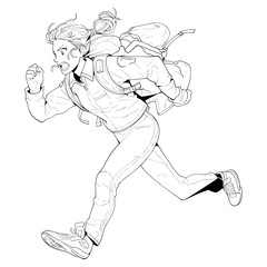 Fototapeta premium PNG Outline sketching illustration of a police running footwear cartoon drawing.