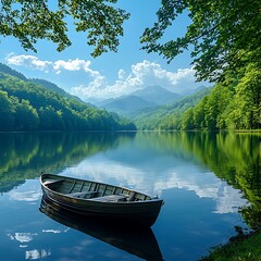 Peaceful Rowing Boat High Resolution Picture