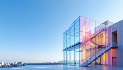Transparent Architectural Installation with Reflective Surfaces