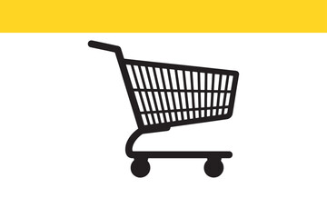 Minimalist shopping cart vector illustration for retail, e-commerce websites, and commercial applications.