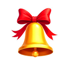Christmas golden bell with Christmas decorations like cones, fir branches, berries, ribbons