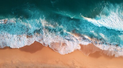 Beautiful sandy beach with turquoise water and waves