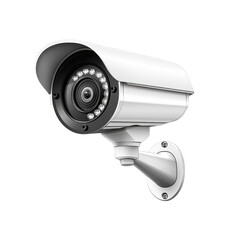 White outdoor CCTV security camera 3D illustration isolated on Transparent Background