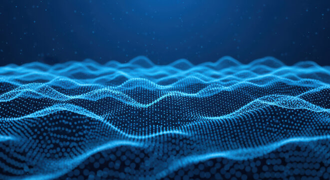 Abstract digital ocean wave design depicting futuristic technology concepts