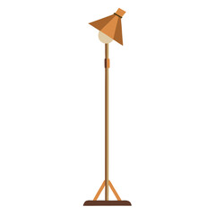 Vintage steel street lamppost with a light bulb and sign hanger isolated on a white background
