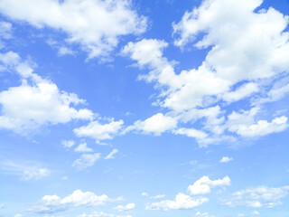 The background image of a clear sky with beautiful floating clouds is natural and the weather is good.